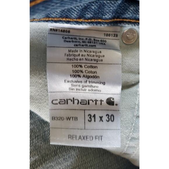 Carhartt B320 WTB Blue Jeans Mens 31x30 Measures 32x29 Relaxed Fit Straight Leg - Picture 3 of 6
